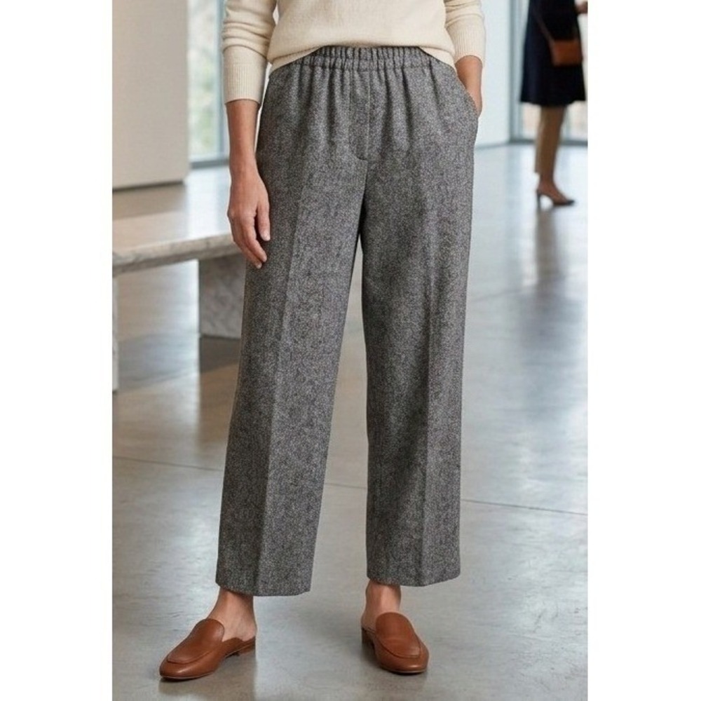 Vintage‎ Barclay Wool Square Pants Women's 17-18 Gray Cropped Straight Pleated